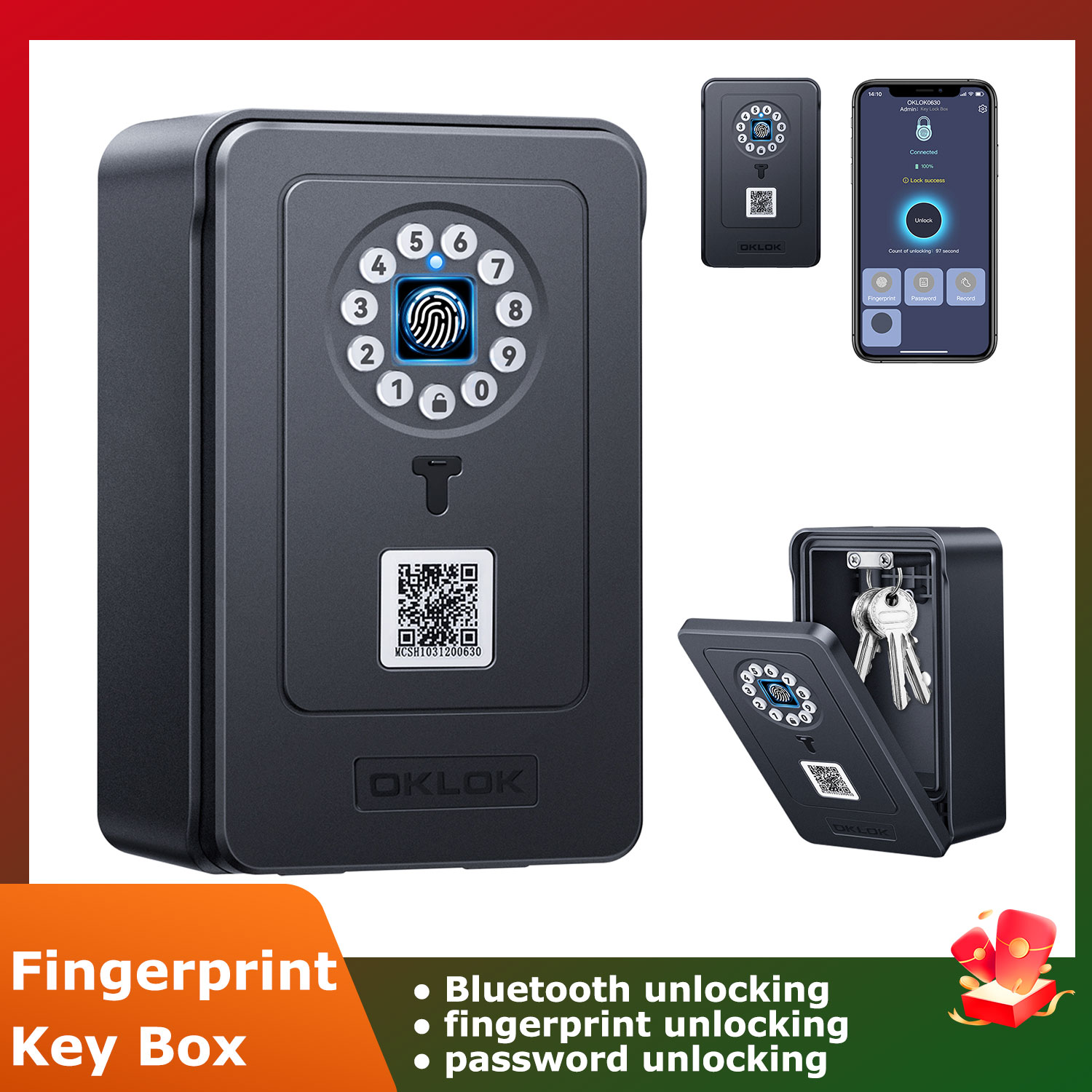 Lockbox Key Secure - Bezprzewodowy inteligentny sejf z blokadą Bluetooth,